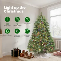 HOMCOM 6ft Artificial Pine LED Christmas Tree, with Remote - 5