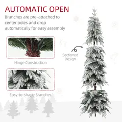 HOMCOM 7ft Snow-Covered Unlit Artificial Christmas Tree - 6