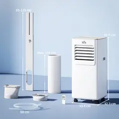 HOMCOM 7000 BTU Air Conditioning Unit, 3-in-1 Portable Air Conditioner, Dehumidifier, Cooling Fan with 2 Speeds, 24H Timer, Remote Control, LED Display, Window Venting Kit, 15m² - 3
