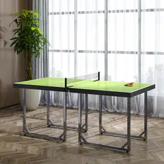 HOMCOM 6ft Table Tennis Table, Ping Pong Table with Net, Foldable and Portable Ping Pong Set for Indoor Outdoor Use, Easy Assemble, Midsize, Green - 2