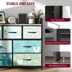 HOMCOM 7-Drawer Chest of Drawers - Blue - 7