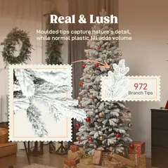 HOMCOM 7ft Flocked Artificial Christmas Tree - 5