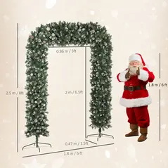 HOMCOM 8.2 ft Snow Frosted Christmas Tree Arch, Christmas Arch Doorway Decor with 1800 Tips and 91 Pinecones, Artificial Xmas Tree with Metal Stand for Indoor, Green - 3