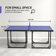 HOMCOM 6ft Table Tennis Table, Ping Pong Table with Net, Foldable and Portable Ping Pong Set for Indoor Outdoor Use, Easy Assemble, Midsize, Blue - 5