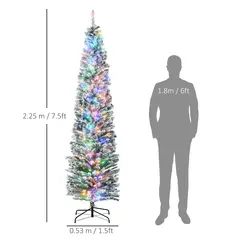 HOMCOM 7.5' Artificial Prelit Christmas Trees Holiday Décor with Colourful LED Lights, Flocked Tips, Berry, Pine Cone - 3
