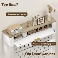 HOMCOM 78 x 19 cm Minimal Radiator Cover, with Drawer - White - 4