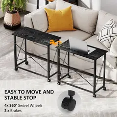 HOMCOM 80 cm Folding Desk on Wheels - Black - 5