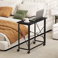 HOMCOM 80 cm Folding Desk on Wheels - Black - 8