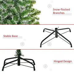 HOMCOM 7FT Indoor Christmas Tree Artificial Decoration Xmas Gift with Metal Stand Branch Tips - 7