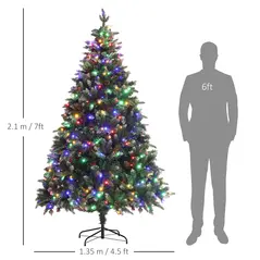 HOMCOM 7ft LED Pre-Lit Artificial Christmas Tree, with Base - 3