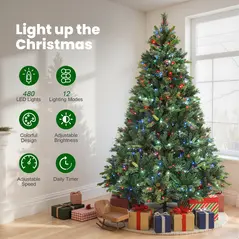 HOMCOM 7.5ft Artificial Pine LED Christmas Tree, with Remote - 5