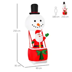 HOMCOM 8ft Christmas Inflatable Decoration with Santa Claus on Snowman Hot Air Balloon, Blow Up Xmas Decor for Outdoor ​Indoor - 3