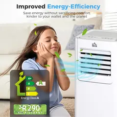 HOMCOM 7000 BTU Air Conditioning Unit, 3-in-1 Portable Air Conditioner, Dehumidifier, Cooling Fan with 2 Speeds, 24H Timer, Remote Control, LED Display, Window Venting Kit, 15m² - 5