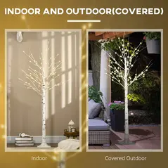 HOMCOM 6ft Artificial White Birch Tree Light with Warm White Pre-Lit LED Light for Indoor and Covered Outdoor Use - 7