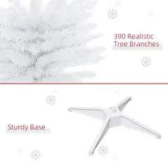 HOMCOM 6ft Unlit Artificial Christmas Tree, Pencil Slim Xmas Tree with Solid Stand and Realistic Branches, White - 6