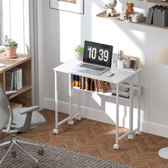 HOMCOM 80 cm Drop Leaf Writing Work Desk - White - 2