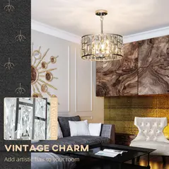 HOMCOM 72 Glass Crystallite Chandelier - Silver-Tone - 4