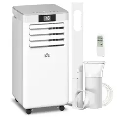 HOMCOM 7000 BTU Air Conditioning Unit, 3-in-1 Portable Air Conditioner, Dehumidifier, Cooling Fan with Remote Control, LED Display, 2 Speeds, 24H Timer, Window Venting Kit, 15m² - 1