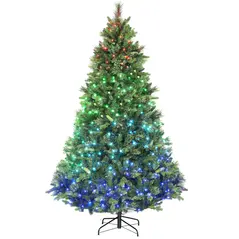 HOMCOM 7.5ft Artificial Pine LED Christmas Tree, with Remote - 1
