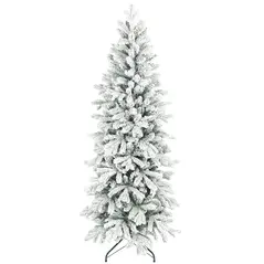 HOMCOM 6ft Flocked Artificial Christmas Tree - 1