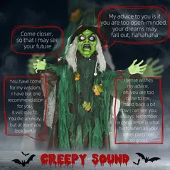 HOMCOM 6ft Halloween Witch Decoration, Outdoor Activated Prop with Light Up Eyes Magical Heart, Sound Activated - 4