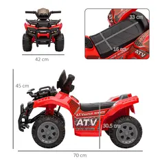 HOMCOM 6V Kids Electric Ride on Car Toddlers Quad Bike All Terrain Vehicle Toy With Music for 18-36 months Red - 3
