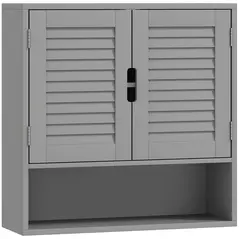 HOMCOM Bathroom Cabinet, Wall Mounted Storage Cabinet with Adjustable Shelves, 60 x 20 x 60 cm, Grey - 1