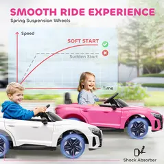 HOMCOM Audi Licensed 12V Kids Electric Ride-On, with Remote Control, Suspension System, Lights, Music, Motor - Pink - 7