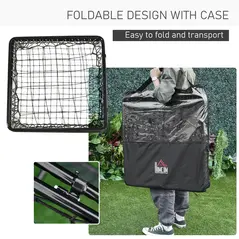 HOMCOM Angle Adjustable Double Sided Rebounder Net Training Aid Target Soccer Goal Kickback For Football, Baseball, Basketball - 75L x 75W cm - 6