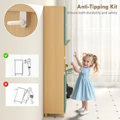 HOMCOM Bathroom Cabinet with Adjustable Shelves and Open Shelves - Green - 6