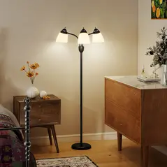 HOMCOM Arc Tree Floor Lamp with 3 Adjustable Rotating Lights and 3000K/4500K/6500K Colour Temperatures, Industrial Standing Lamp with Steel Frame for Bedroom Living Room, 155cm, Black - 9