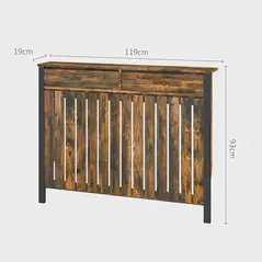HOMCOM 93 x 119cm Rustic-Look Radiator Cover - Brown/Black - 3
