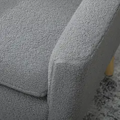 HOMCOM Armchair, Upholstered Accent Chair with Wood Legs and Wide Padded Seat, Teddy Occasional Chair, Grey - 9