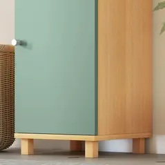 HOMCOM Bathroom Cabinet with Adjustable Shelves and Open Shelves - Green - 9