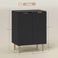 HOMCOM Adjustable Shelf Sideboard - Black - 3