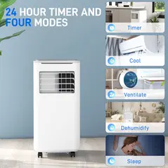 HOMCOM 9000 BTU Portable Air Conditioner, Smart Home WiFi Compatible, 4 in 1 Air Conditioning Unit, Dehumidifier, Fan with Remote, 24H Timer, Window Venting Kit, 20m², R290, A Energy Efficiency - 5
