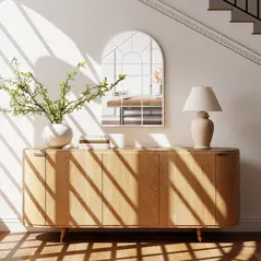 HOMCOM 90 X 61cm Arched Grid Mirror - White - 6