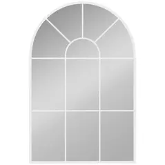 HOMCOM 90 X 61cm Arched Grid Mirror - White - 1