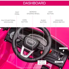 HOMCOM Audi RS Q8 6V Kids Electric Ride On Car Toy w/ Remote USB MP3 Bluetooth Pink - 6