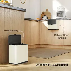 HOMCOM 8L Hanging Kitchen Bin, Rubbish bin with Lid and Removable Inner Bucket for Kitchen Cabinet Door, Under Sink, Office - 4