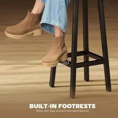 HOMCOM Bar Stools Set of 2 Breakfast Bar Stools with Footrest, Industrial Round, 32 x 32 x 65 cm, Rustic Brown - 4