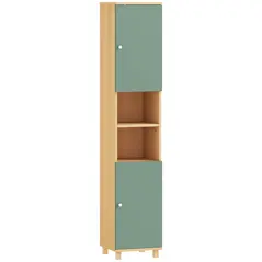 HOMCOM Bathroom Cabinet with Adjustable Shelves and Open Shelves - Green - 1