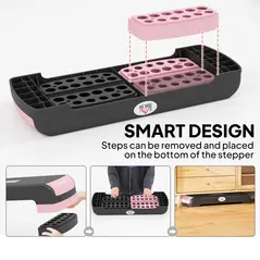 HOMCOM Aerobic Step with 3-Level Adjustable Heights for Home, Office Exercise, Black and Pink - 5