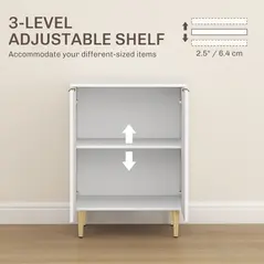 HOMCOM Adjustable Shelf Sideboard - White - 5