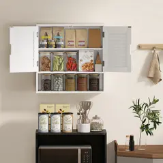 HOMCOM Bathroom Cabinet, Wall Mounted Storage Cabinet with Adjustable Shelves, 60 x 20 x 60 cm, White - 8