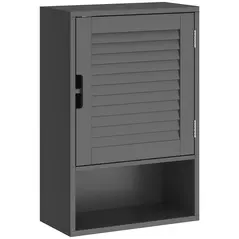 HOMCOM Bathroom Cabinet, Wall Mounted Storage Cabinet with Adjustable Shelves, 40 x 20 x 60 cm, Black - 1