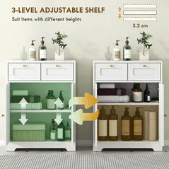 HOMCOM Bathroom Floor Cabinet with 2 Drawers - White - 5