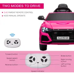 HOMCOM Audi RS Q8 6V Kids Electric Ride On Car Toy w/ Remote USB MP3 Bluetooth Pink - 5
