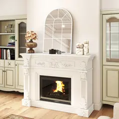 HOMCOM 90 X 61cm Arched Grid Mirror - White - 9