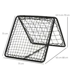 HOMCOM Angle Adjustable Double Sided Rebounder Net Training Aid Target Soccer Goal Kickback For Football, Baseball, Basketball - 75L x 75W cm - 3